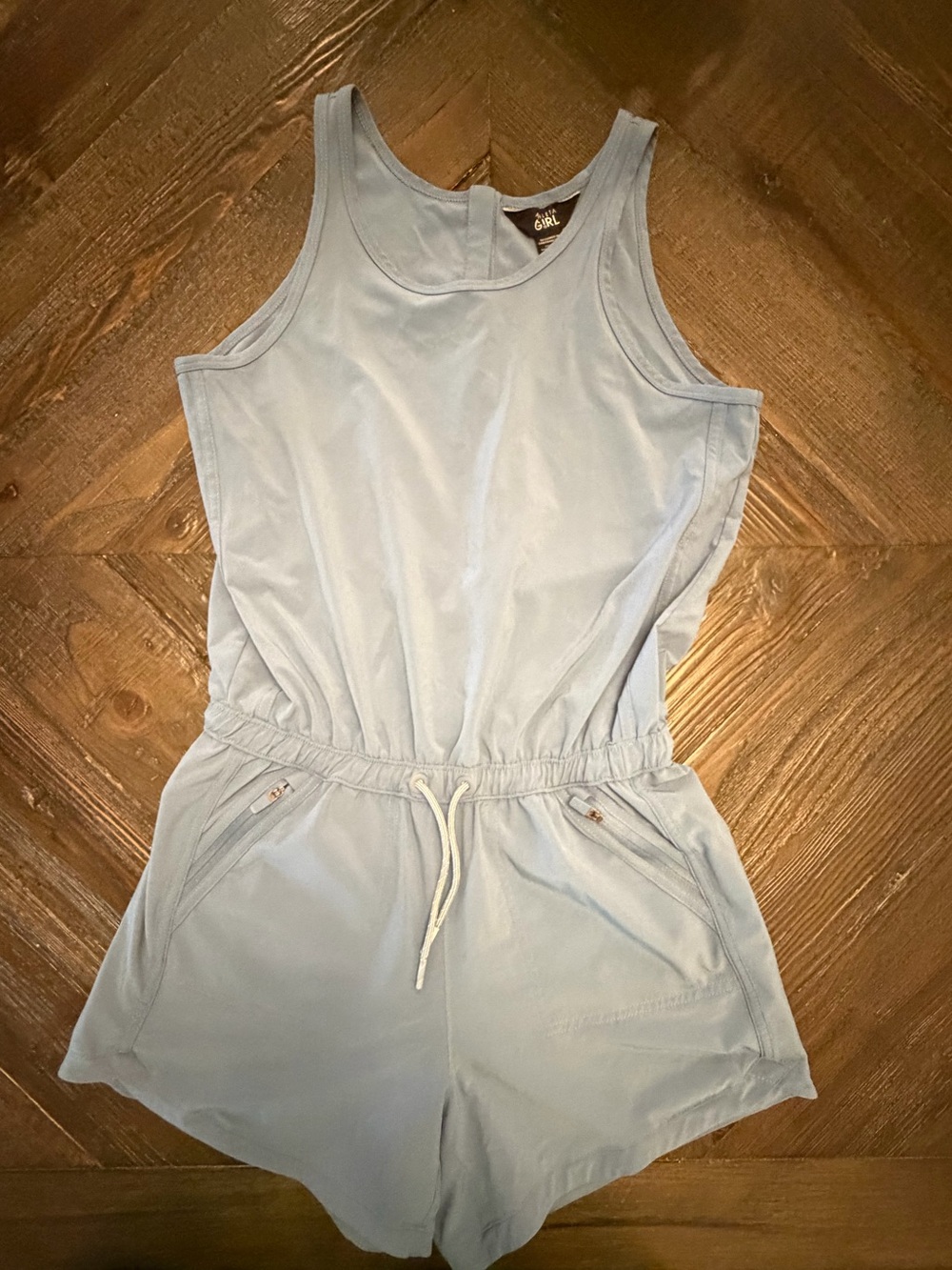 Athleta girl Light Blue Tank Romper with Drawstring Waist